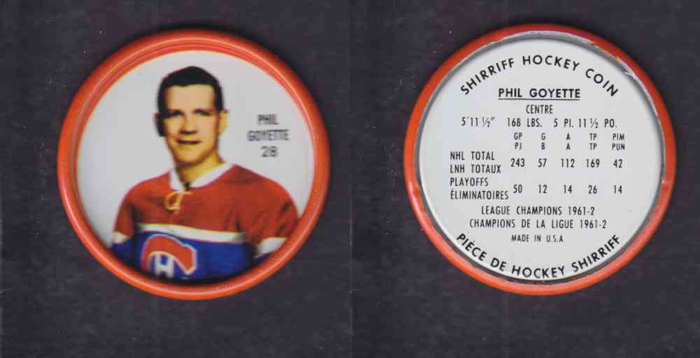 1962-63 SHIRRIFF HOCKEY COIN #28 P. GOYETTE photo