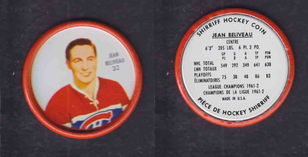 1962-63 SHIRRIFF HOCKEY COIN #32 J. BELIVEAU photo