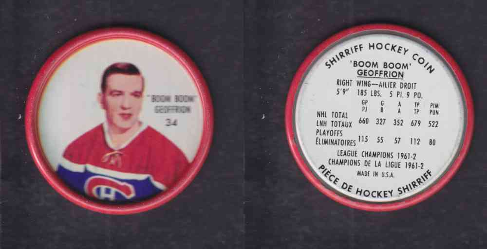 1962-63 SHIRRIFF HOCKEY COIN #34 B. GEOFFRION photo