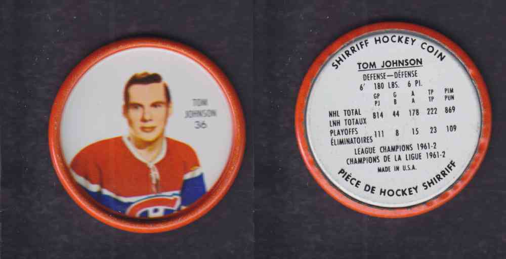 1962-63 SHIRRIFF HOCKEY COIN #36 T. JOHNSON photo