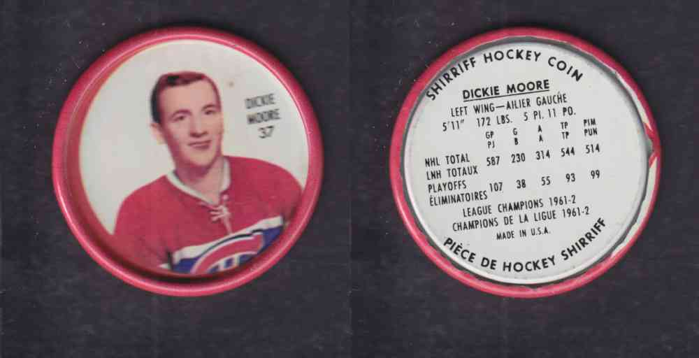 1962-63 SHIRRIFF HOCKEY COIN #37 D. MOORE photo