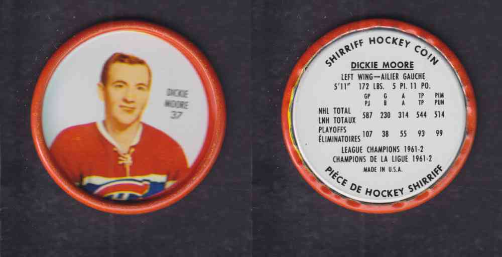 1962-63 SHIRRIFF HOCKEY COIN #37 D. MOORE photo