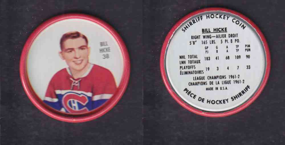 1962-63 SHIRRIFF HOCKEY COIN #38 B. HICKE photo