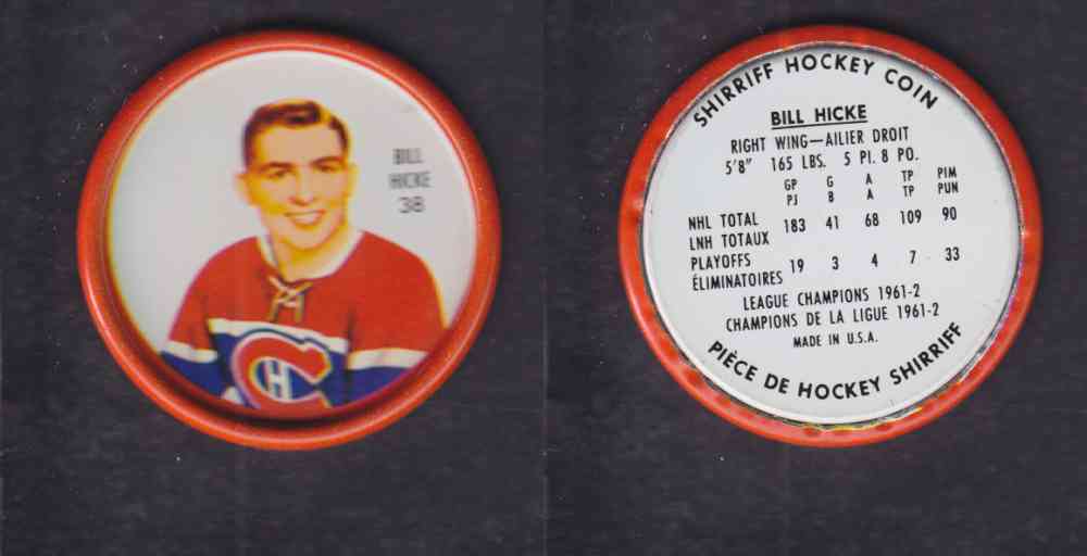 1962-63 SHIRRIFF HOCKEY COIN #38 B. HICKE photo