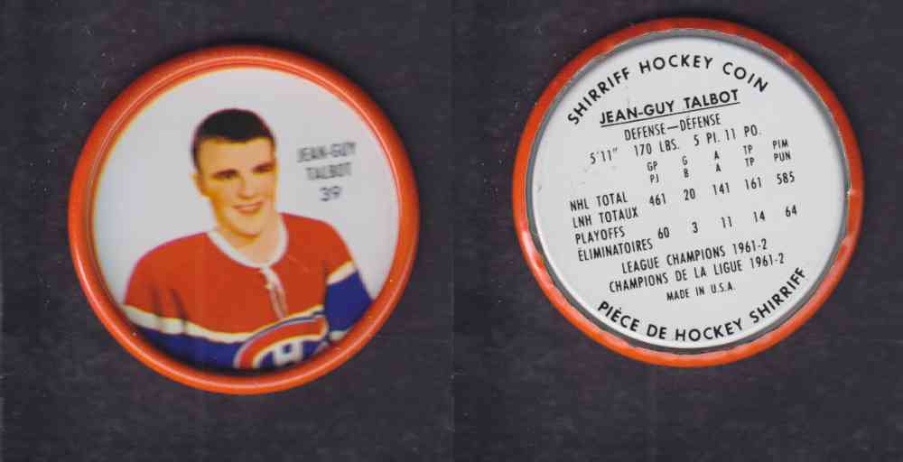 1962-63 SHIRRIFF HOCKEY COIN #39 J. TALBOT photo