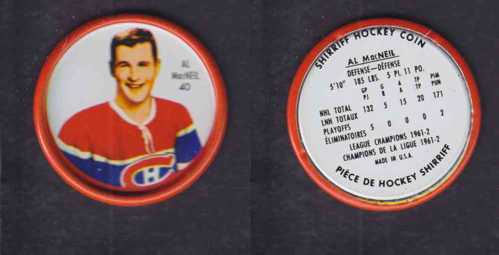 1962-63 SHIRRIFF HOCKEY COIN #40 A. MACNEIL photo