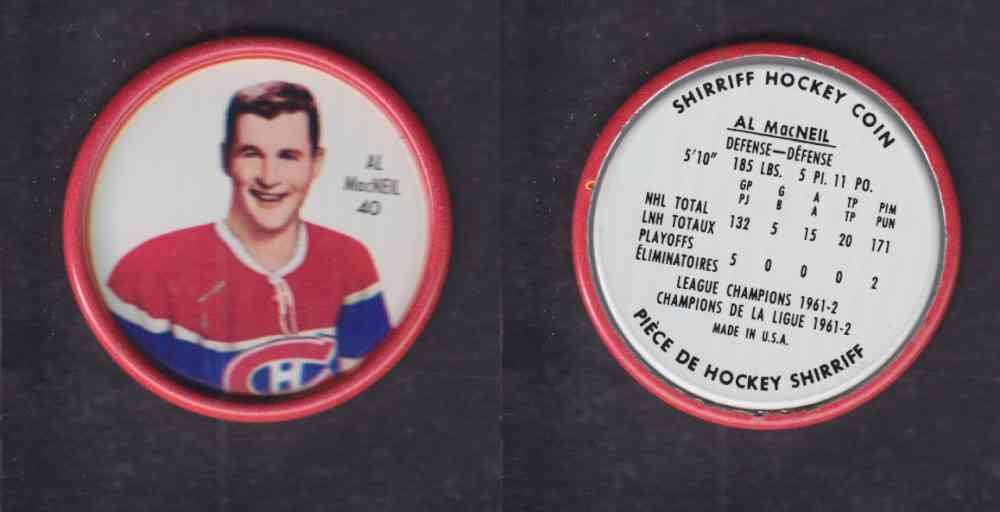 1962-63 SHIRRIFF HOCKEY COIN #40 A. MACNEIL photo