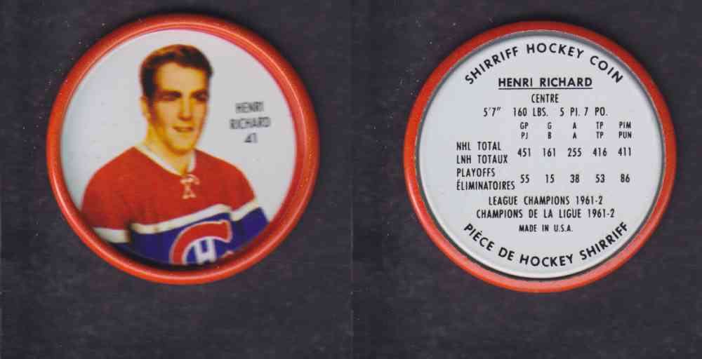 1962-63 SHIRRIFF HOCKEY COIN #41 H. RICHARD photo