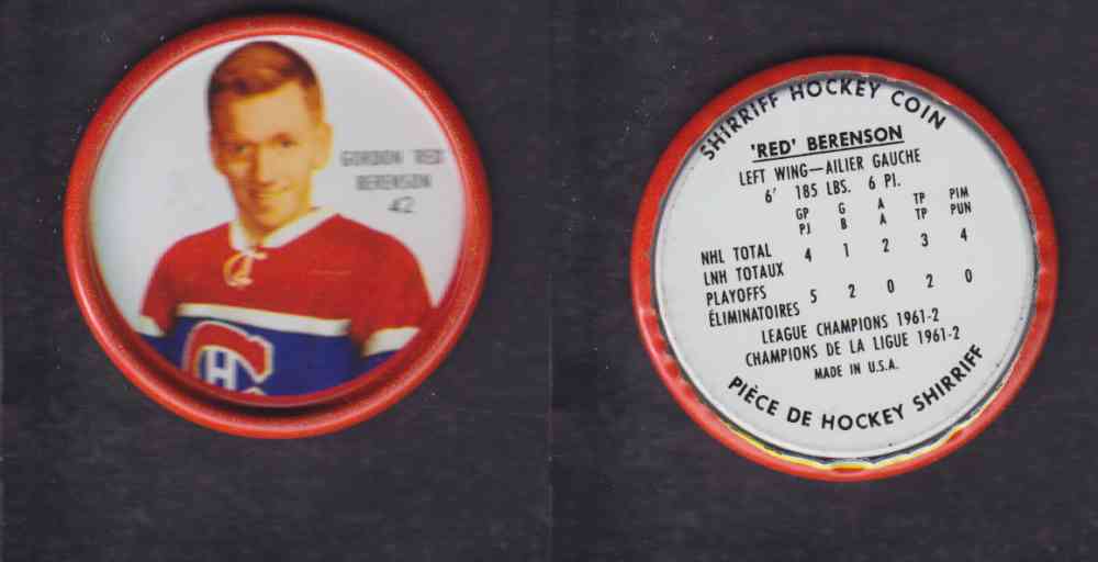 1962-63 SHIRRIFF HOCKEY COIN #42 G. BERENSON photo