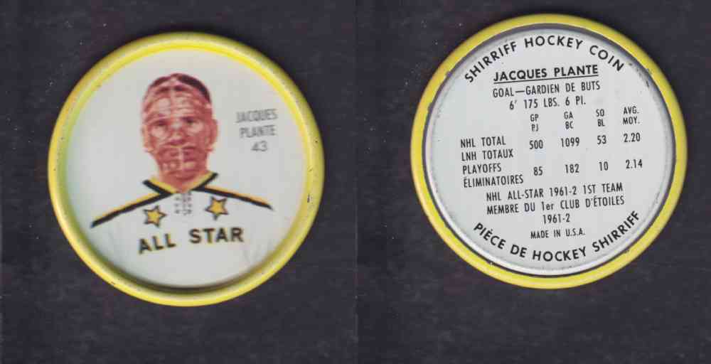 1962-63 SHIRRIFF HOCKEY COIN #43 J. PLANTE photo