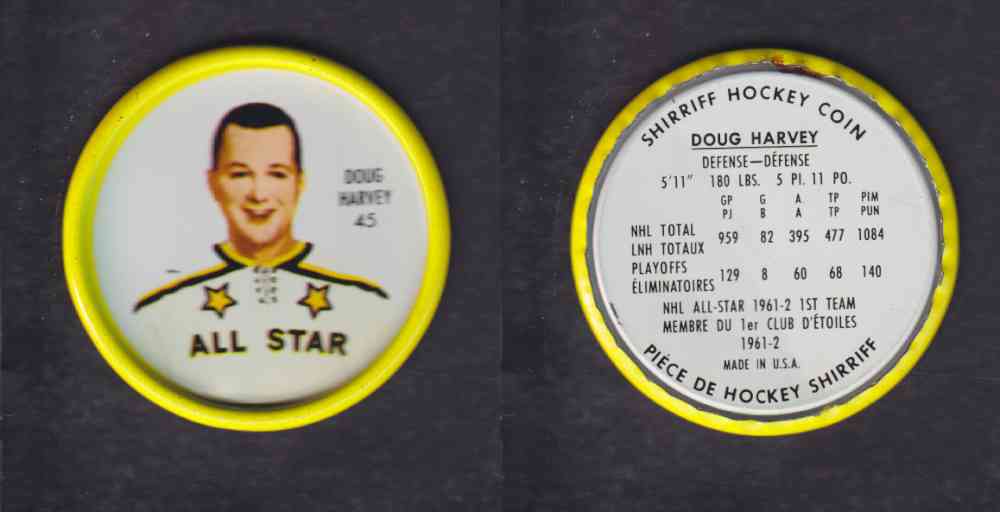 1962-63 SHIRRIFF HOCKEY COIN #45 D. HARVEY photo