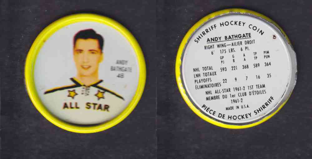 1962-63 SHIRRIFF HOCKEY COIN #48 A. BATHGATE photo