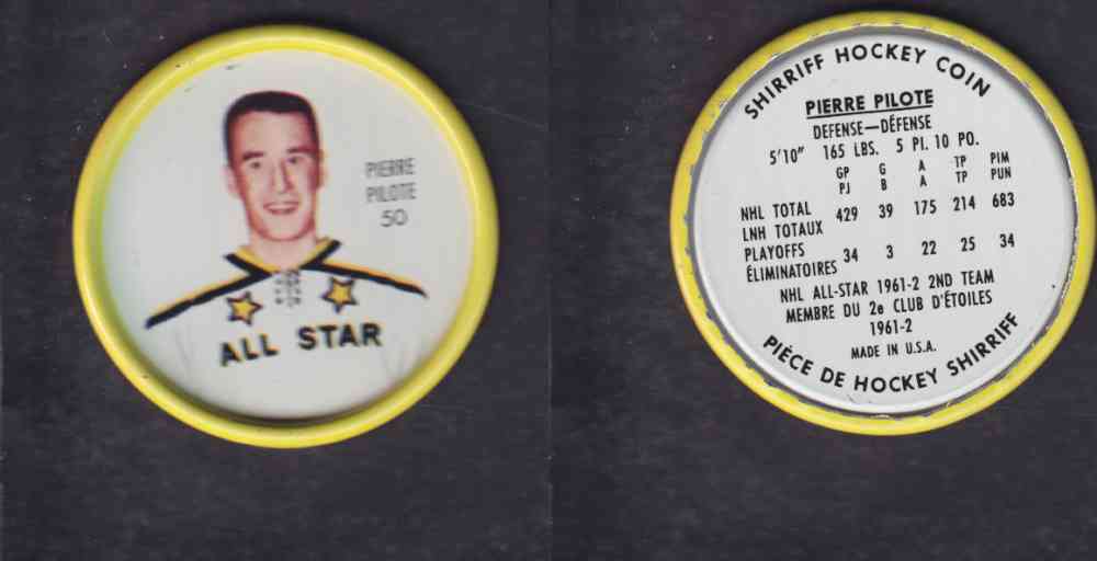 1962-63 SHIRRIFF HOCKEY COIN #50 P. PILOTE photo