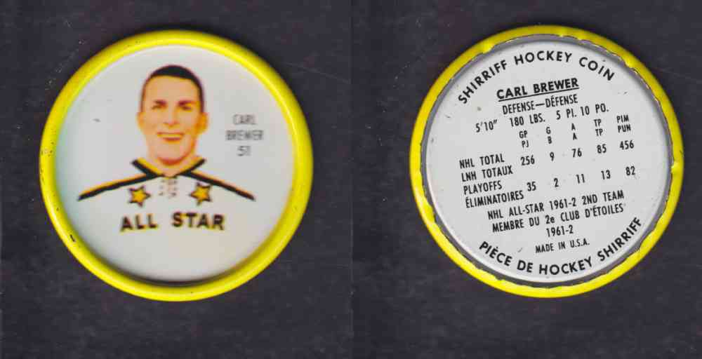 1962-63 SHIRRIFF HOCKEY COIN #51 C. BREWER photo