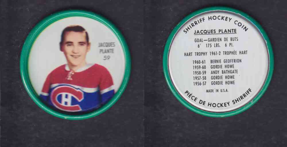 1962-63 SHIRRIFF HOCKEY COIN #59 J. PLANTE photo