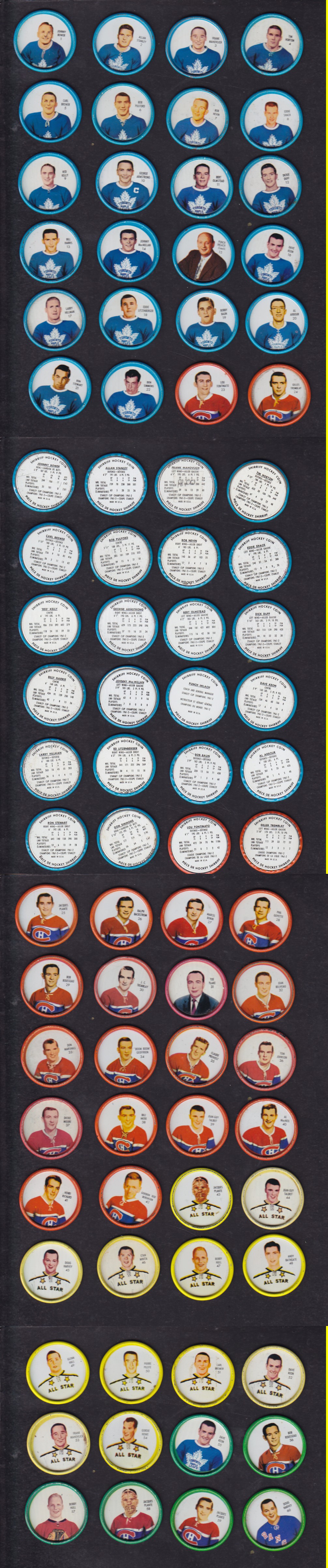 1962-63 SHIRRIFF HOCKEY COIN FULL SET 60/60 photo 1962-63 SHIRRIFF HOCKEY COIN FULL SET 60/60 photo