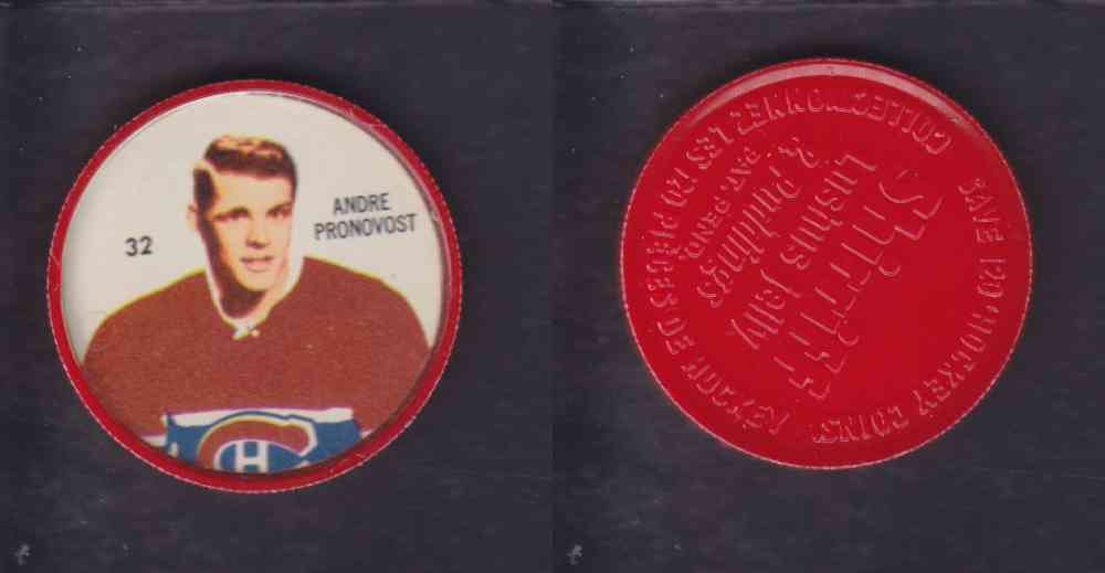 1960-61 SHIRRIFF HOCKEY COIN  #32  A. PRONOVOST photo