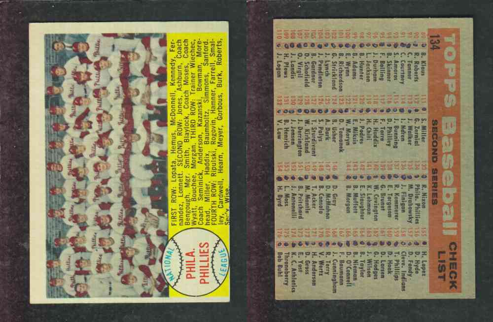 1958 TOPPS BASEBALL CARD #134 CHECK LIST photo