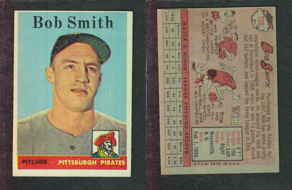 1958 TOPPS BASEBALL CARD #226 B. SMITH photo