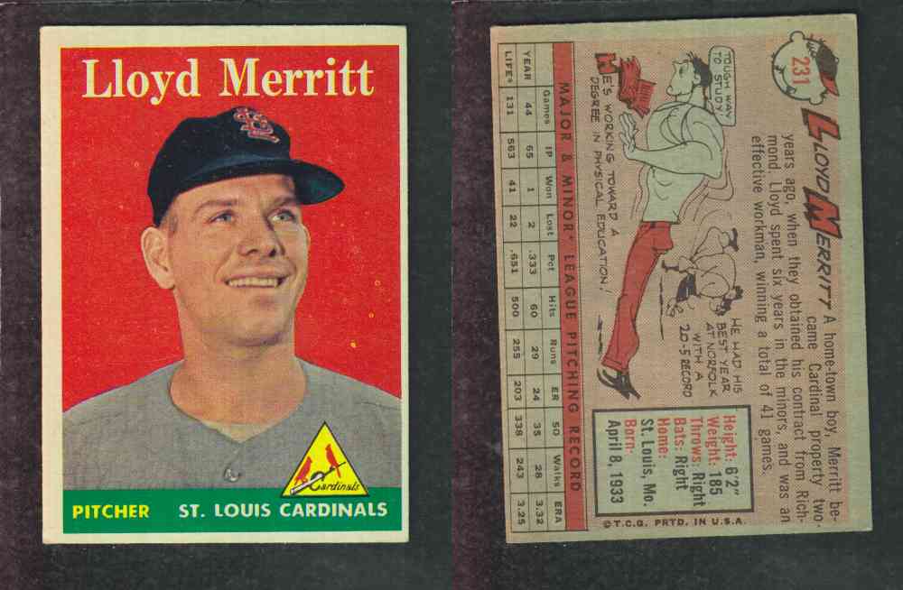 1958 TOPPS BASEBALL CARD #231 L. MERRITT photo