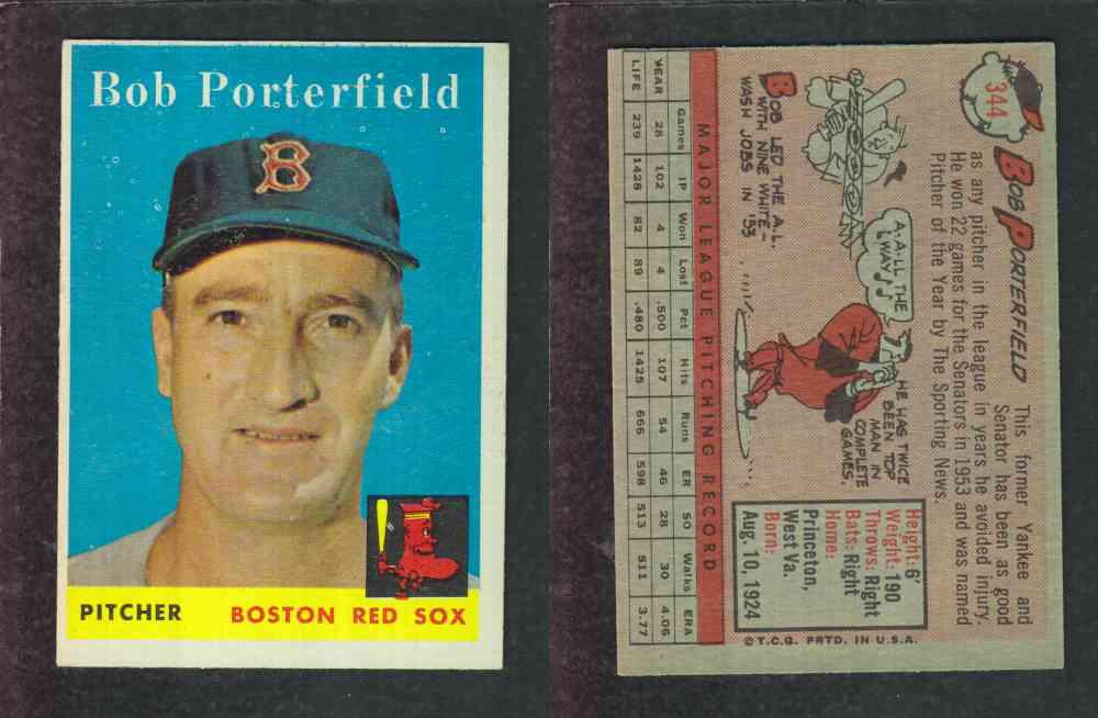 1958 TOPPS BASEBALL CARD #344 B. PORTERFIELD photo