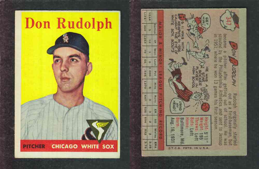 1958 TOPPS BASEBALL CARD #347 D. RUDOLPH photo