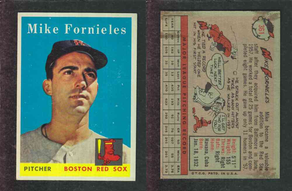 1958 TOPPS BASEBALL CARD #361 M. FORNIELES photo