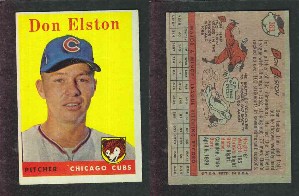 1958 TOPPS BASEBALL CARD #363 D. ELSTON photo