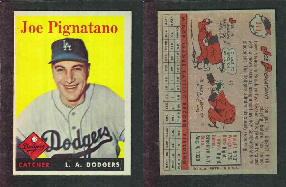 1958 TOPPS BASEBALL CARD #373 J. PIGNATANO photo