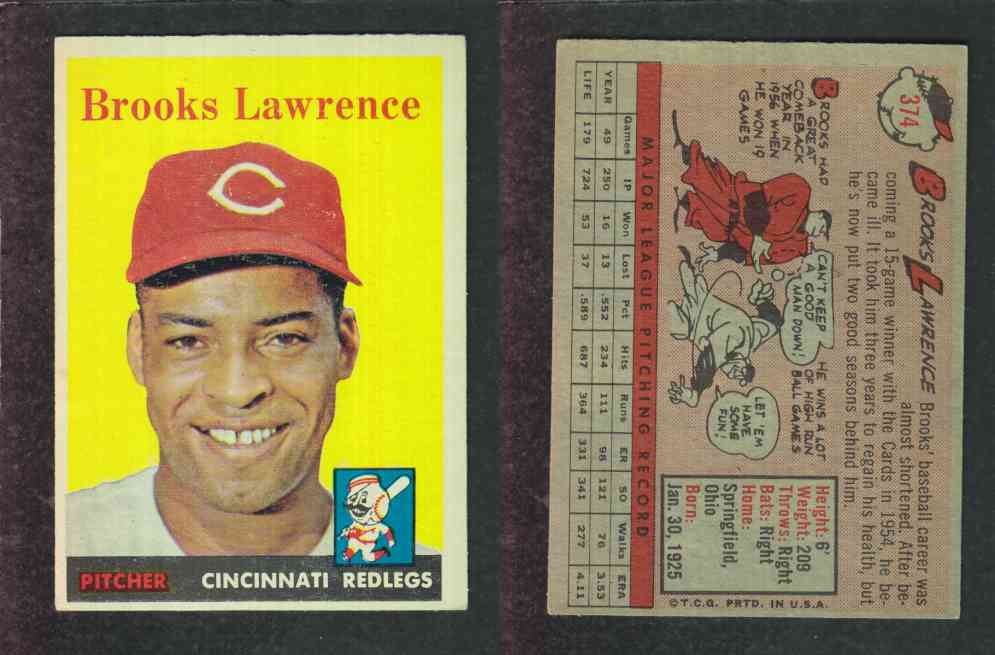 1958 TOPPS BASEBALL CARD #374 B. LAWRENCE photo