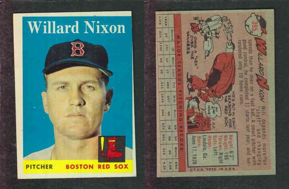 1958 TOPPS BASEBALL CARD #395 W. NIXON photo