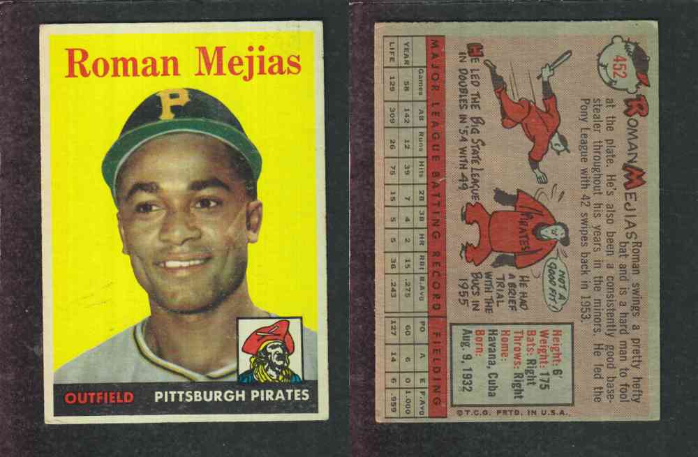 1958 TOPPS BASEBALL CARD #452  R. MEJIAS photo