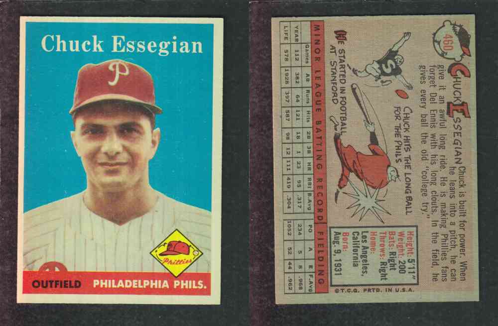 1958 TOPPS BASEBALL CARD #460 C. ESSEGIAN photo