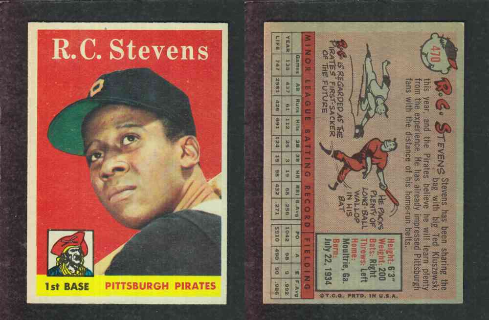 1958 TOPPS BASEBALL CARD #470 R.C. STEVENS photo