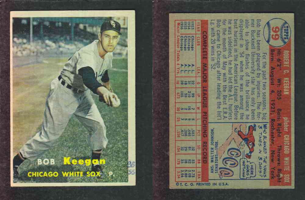 1957 TOPPS BASEBALL CARD #99 B. KEEGAN photo