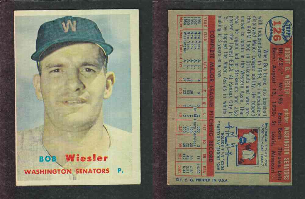 1957 TOPPS BASEBALL CARD #126 B. WIESLER photo