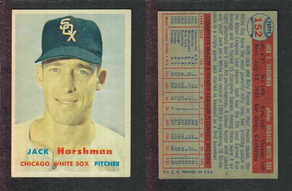 1957 TOPPS BASEBALL CARD #152 J. HARSHMAN photo