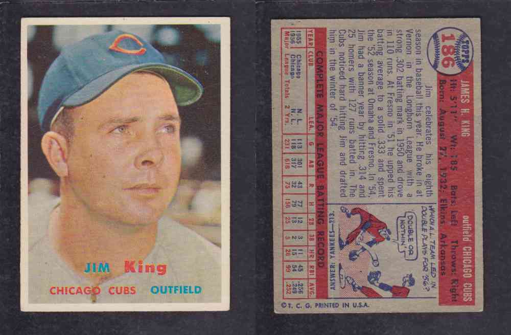 1957 TOPPS BASEBALL CARD #186 J. KING photo