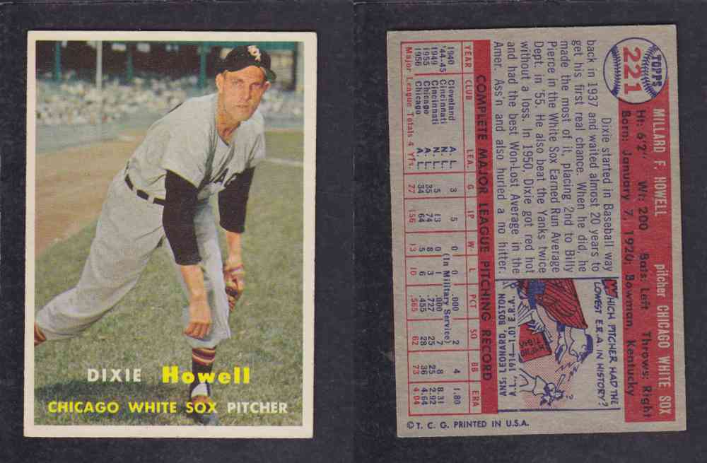 1957 TOPPS BASEBALL CARD #221 D. HOWELL photo