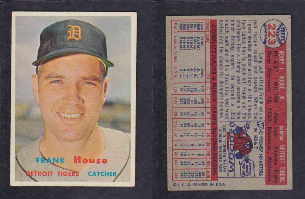 1957 TOPPS BASEBALL CARD #223 F. HOUSE photo