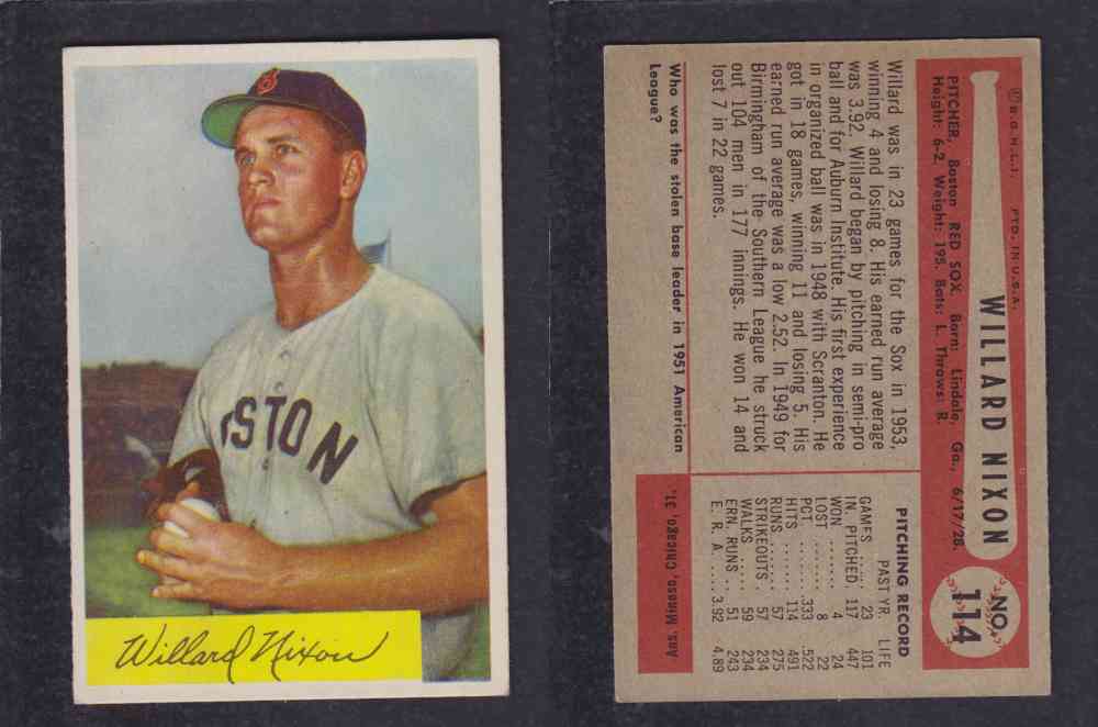 1954 BOWMAN BASEBALL CARD #114 W. NIXON photo