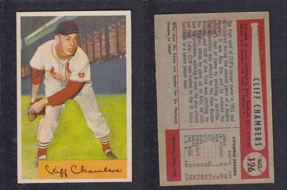 1954 BOWMAN BASEBALL CARD #126 C. CHAMBERS photo
