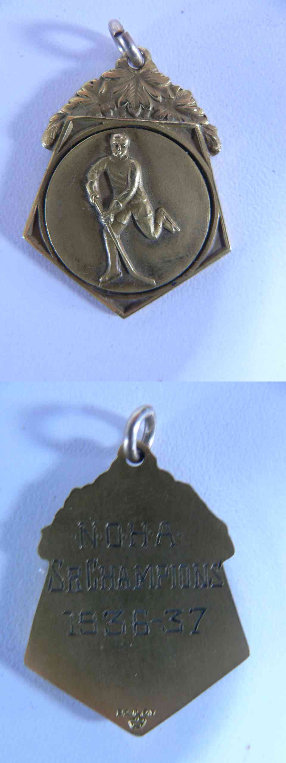 1936-37 NOHA HOCKEY SR CHAMPIONS MEDAL photo