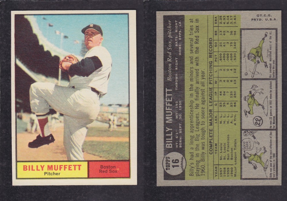 1962  TOPPS BASEBALL CARD #16  B. MUFFETT photo