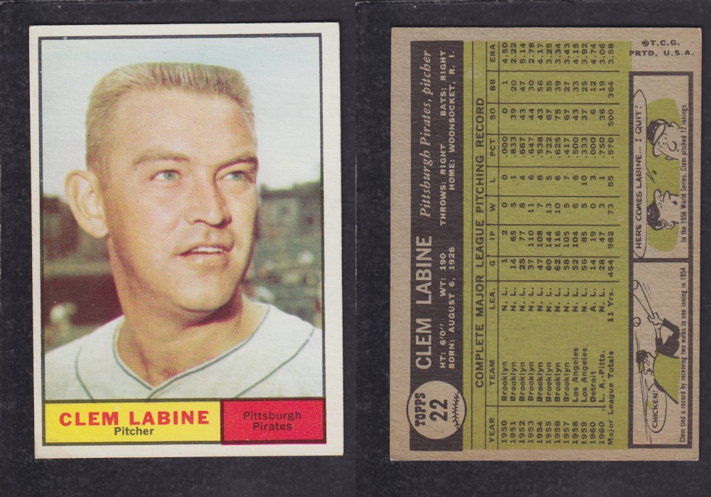 1962  TOPPS BASEBALL CARD #22  C. LABINE photo