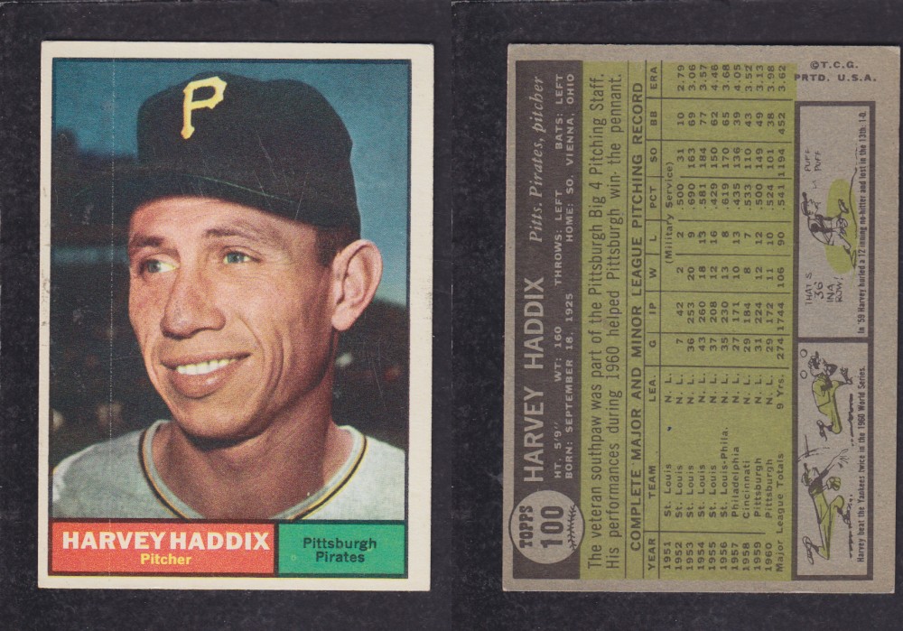 1962  TOPPS BASEBALL CARD #100  H. HADDIX photo