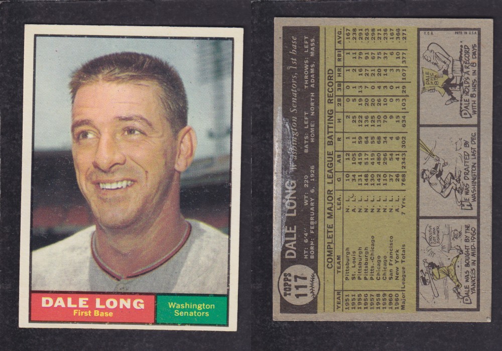 1962  TOPPS BASEBALL CARD #117  D. LONG photo