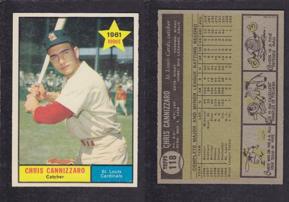 1962  TOPPS BASEBALL CARD #118  C. CANNIZZARO photo