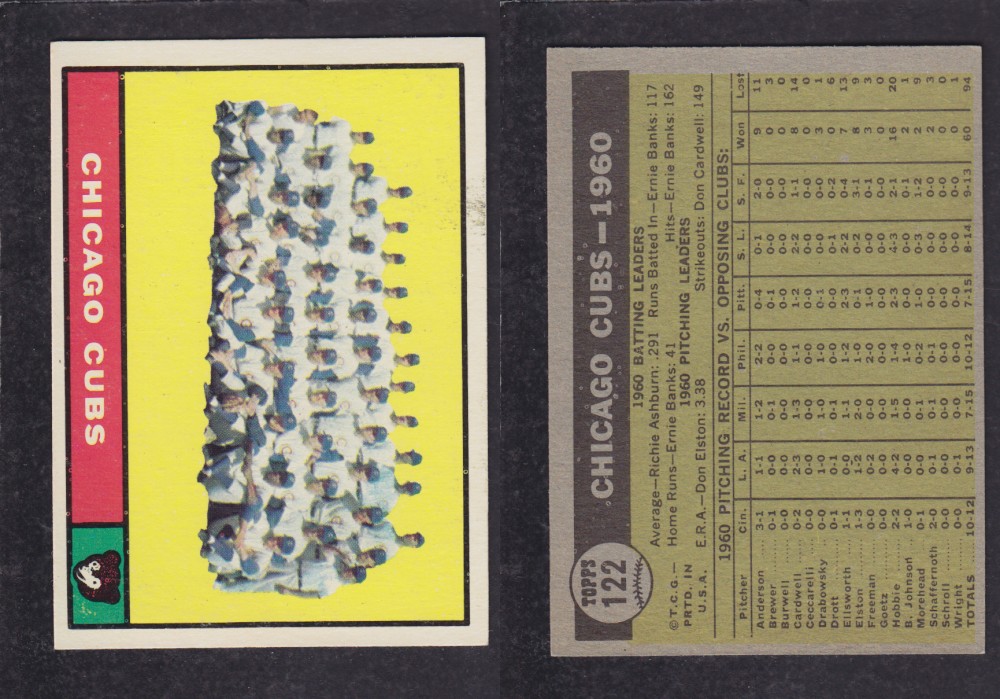 1962  TOPPS BASEBALL CARD #122  CHICAGO CUBS photo