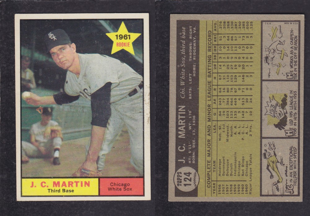 1962  TOPPS BASEBALL CARD #124  J. C. MARTIN photo